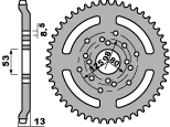 PBR zadní řetězové kolo 4331 52 F DERBI 50 SENDA 96-99 (řetěz 420) (MADE IN ITALY)